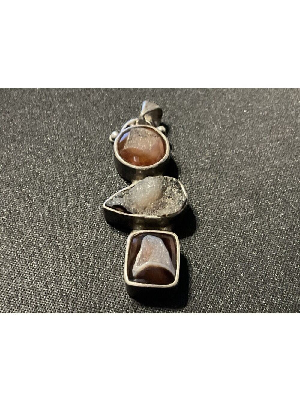 925 3 Druzy’s Stone Pendant